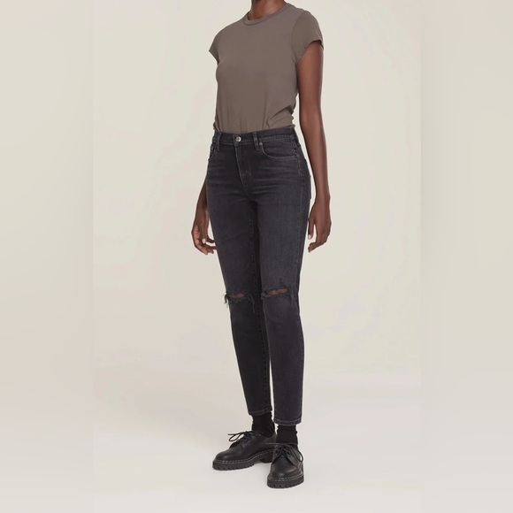 Agolde Sophie Mid Rise Jeans in Trademark Black - Picture 1 of 10